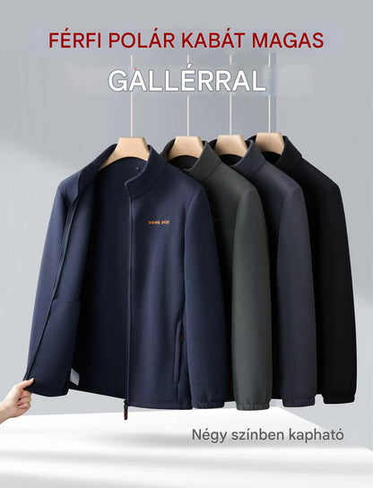 🧥🍂 Férfi őszi-téli polár kabát, fiatal és középkorú férfiaknak való magas gallérú polár kabát