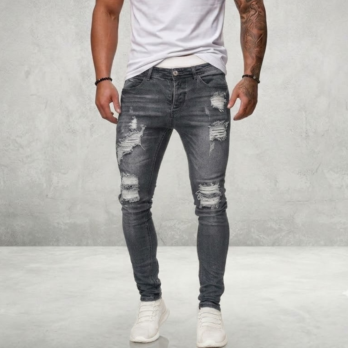 👖50% de descuento🏆Pantalones vaqueros ajustados rotos para hombre ✅️Pago contra entrega