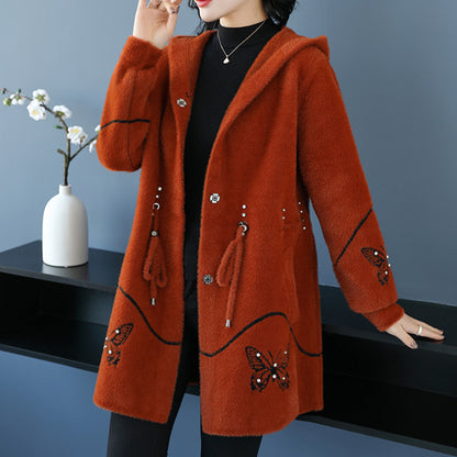 🦋🦋【M-3XL】✨Topel in eleganten volnen plašč srednje dolžine