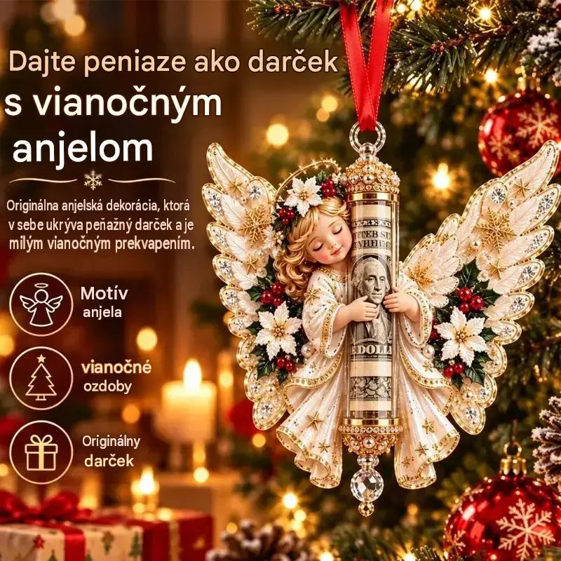 ✨ Vianočná dekorácia v tvare anjelika (možno použiť aj ako držiak na darček v hotovosti)