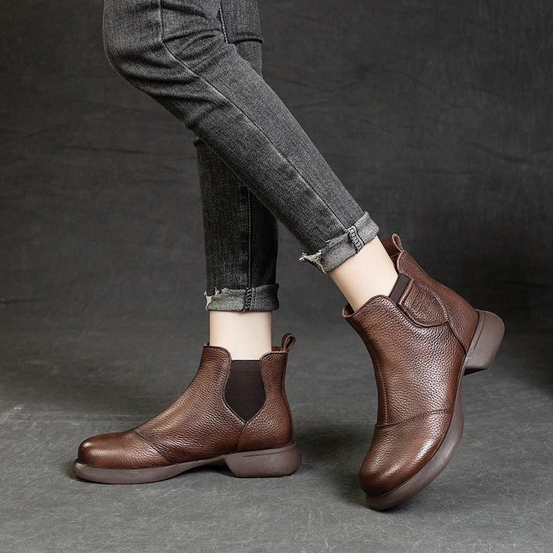 ✨🎉【35-41】2025 Nowe jesienno-zimowe damskie skórzane buty z miękką podeszwą, bezzapachowe i trwałe