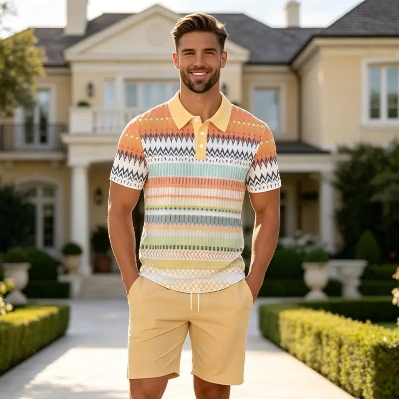 ✨Colección Verano 2026✨ Conjunto de polo y pantalón corto para hombre 🏝️ ¡Impresión digital 3D moderna!✅️Pago contra entrega