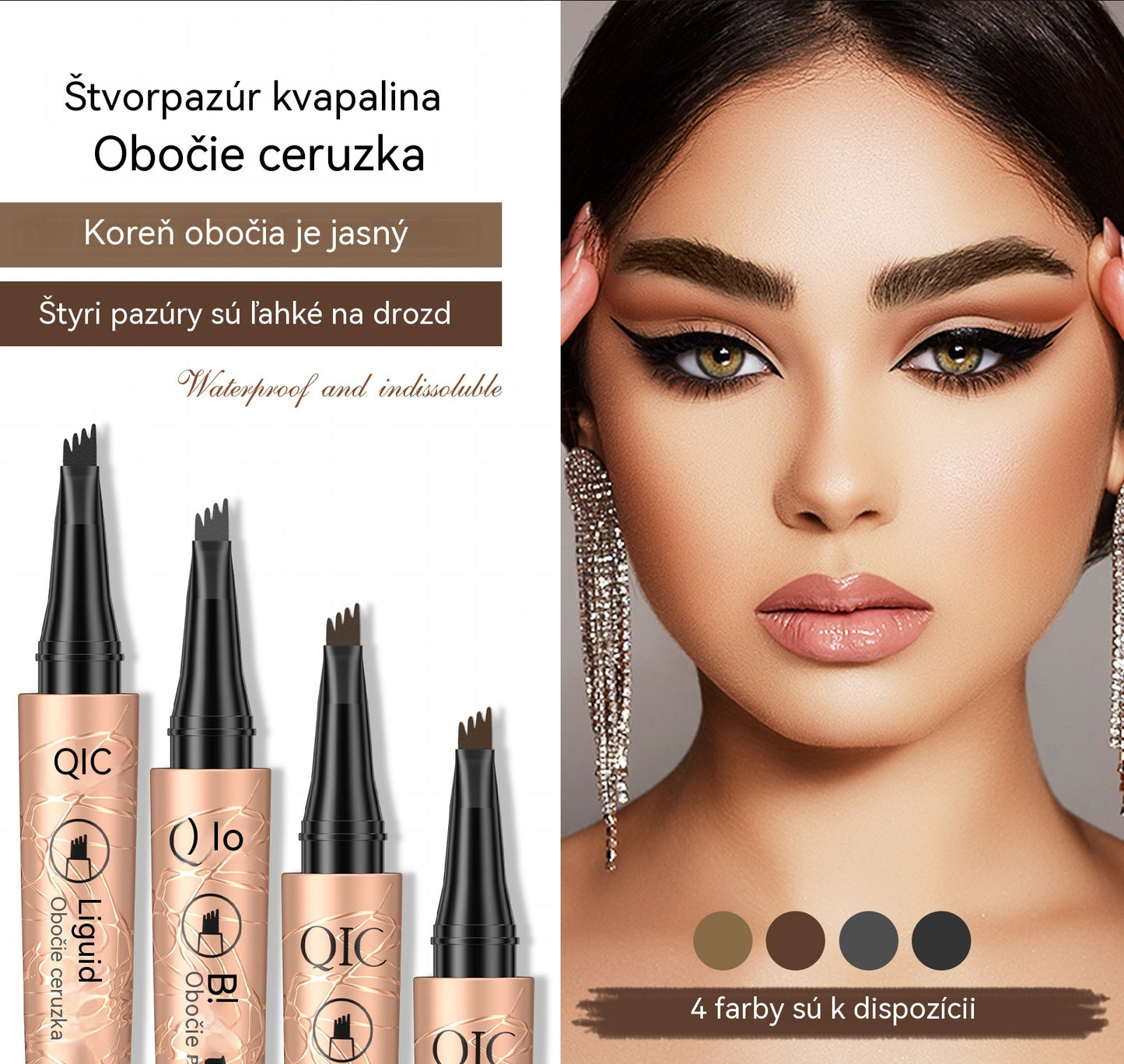 🖌️🌷【Kúpte jeden, druhý dostanete zadarmo】Vodeodolná tekutá ceruzka na obočie: Vytvára prirodzené a realistické tvary obočia.