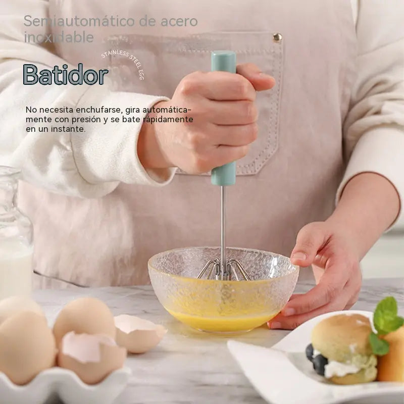 23€【 Conjunto de 2 piezas】Batidor de huevos semiautomático de acero inoxidable