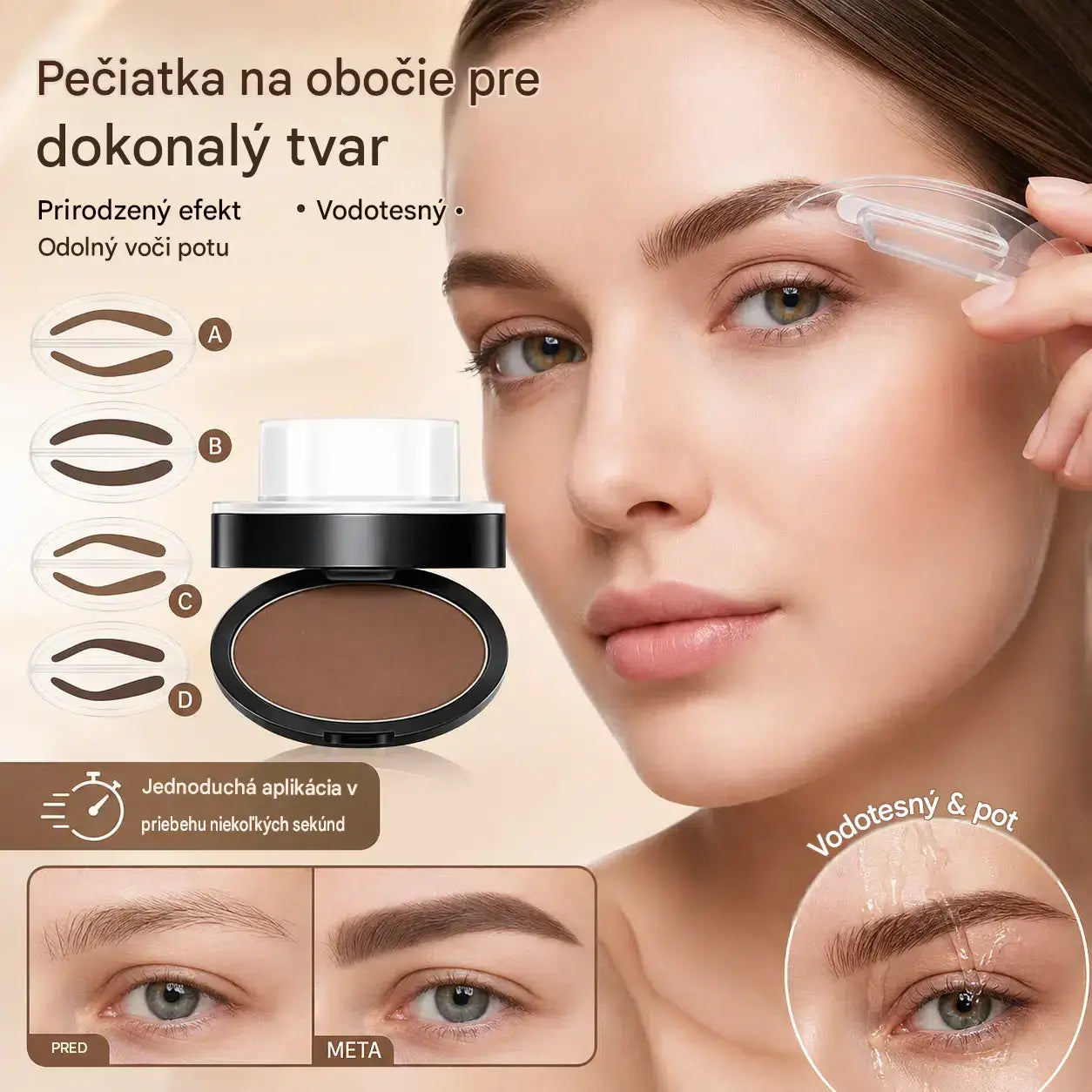 22 € za 1 kus ✍️ Pečiatka na obočie v prášku, dlhotrvajúca, vodeodolná a odolná voči potu, vytvára dokonalé obočie.