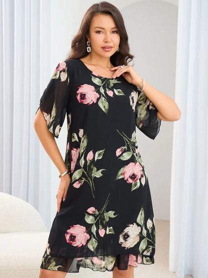 💥💐【50% zniżki】【S-5XL】Elegancka sukienka z nadrukiem