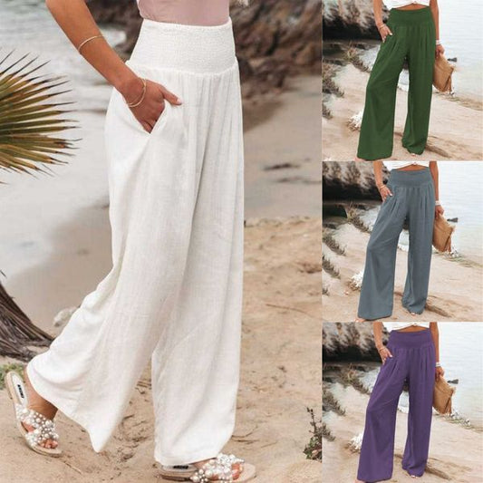 🥰【S-3XL】2025 Letnie damskie spodnie z bawełny i lnu, luźne i oddychające, z szerokimi nogawkami