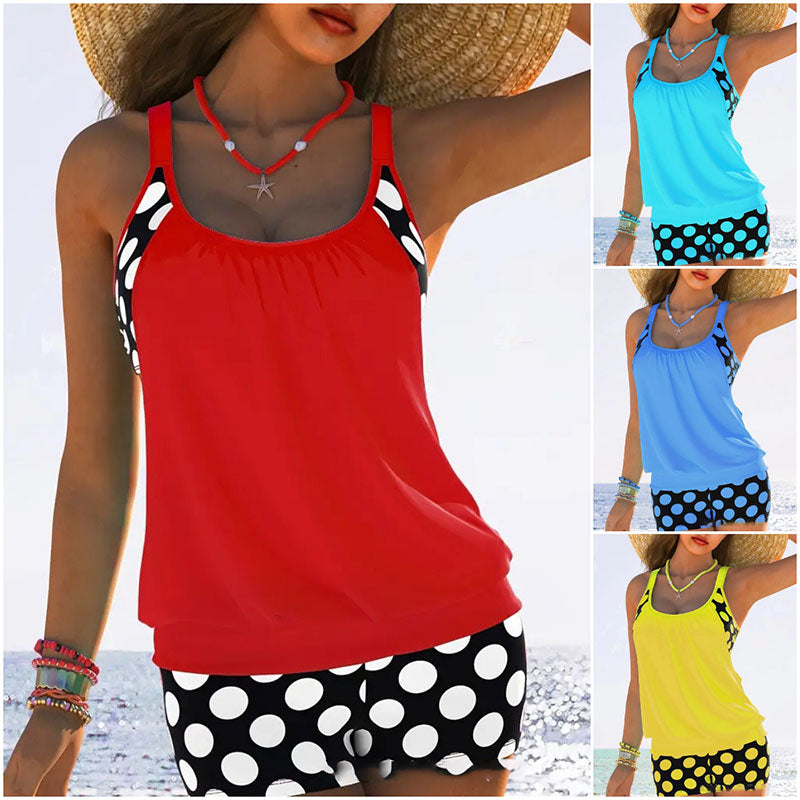 🏖️【S-4XL】Conjunto de traje de baño de lunares de talla grande para mujer, nuevo modelo 2026