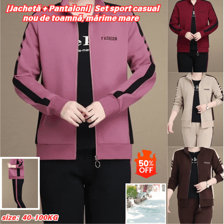 🔥【50% popusta】🔥 Novi jesenski ležerni sportski set, plus veličine【jakna + hlače】【M-5XL】
