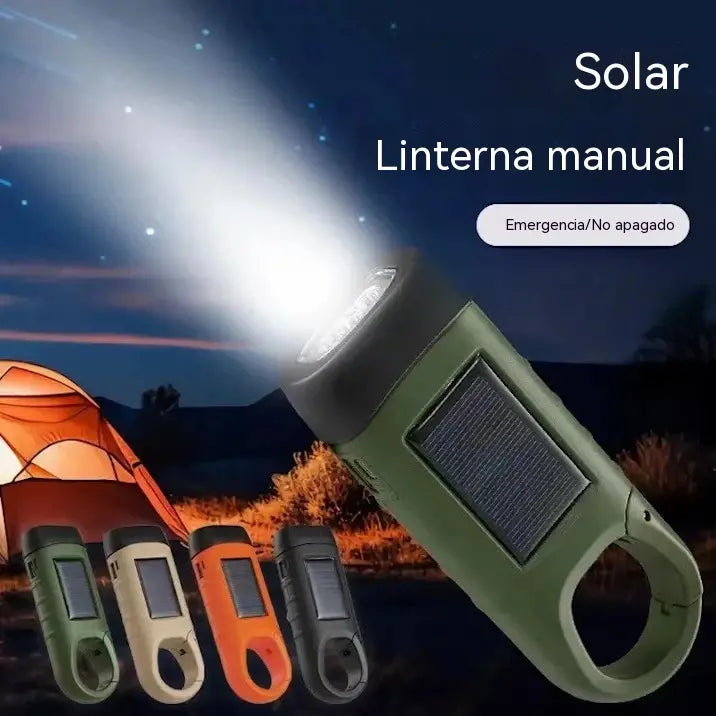 【50% de descuento 🔥】⚡Linterna de panel solar con carga manual: ¡generador portátil ideal para emergencias y aventuras!