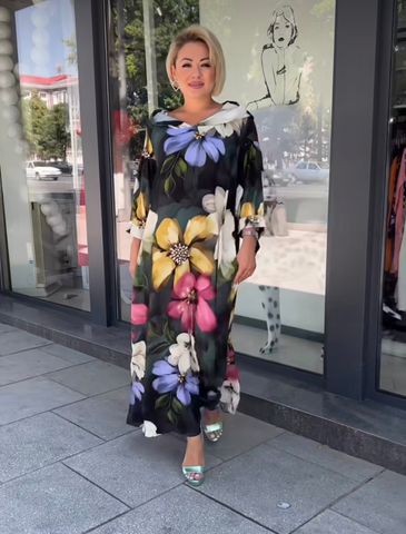 🔥🔥【S-5XL】💖Damska sukienka z szerokim nadrukiem3907856