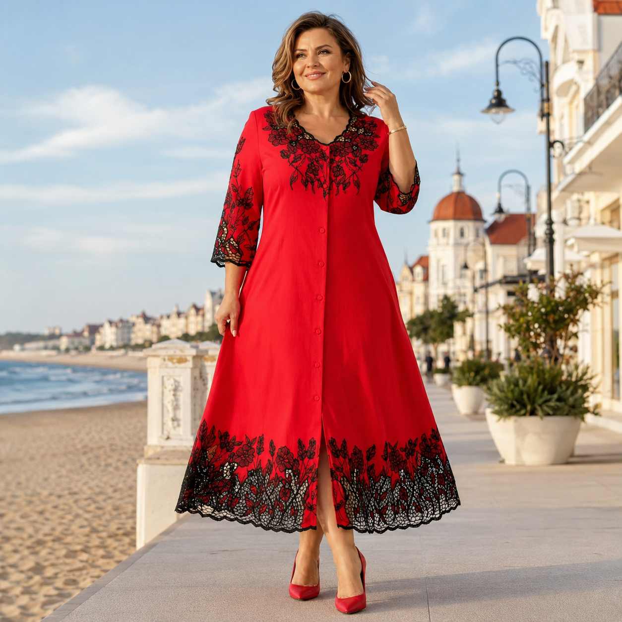 👗【S-5XL】Sukienka z haftowanej koronki, duży rozmiar - modna i elegancka