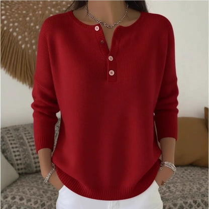 🌷💃【Nowość, gorąca sprzedaż】【S-3XL】Damski sweter w jednolitym kolorze z dekoltem w serek, luźny i swobodny styl