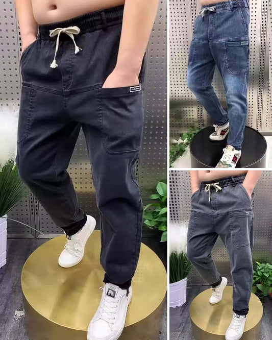 【S-5XL】Dżinsy męskie rozciągliwe z dodatkowymi kieszeniami w dużych rozmiarach