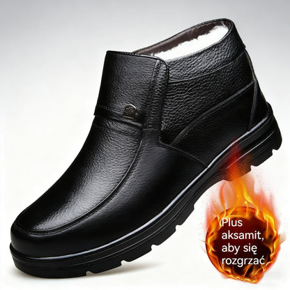 【Zimowa zniżka 50%】🔥🔥 Oryginalne skórzane buty męskie z bawełny, zapewniające ciepło zimą, wykonane z aksamitu i pogrubionej, wysokiej jakości skóry bydlęcej