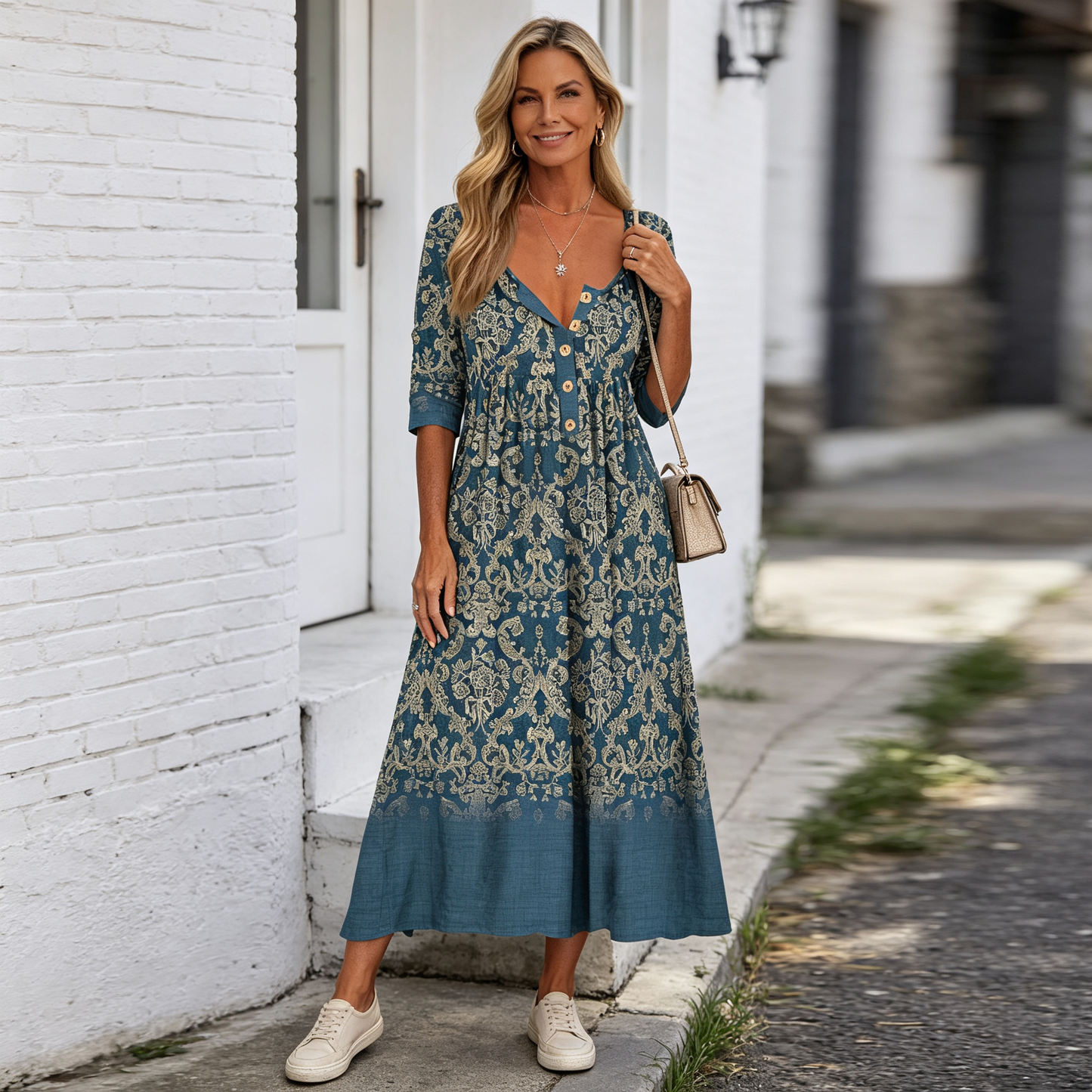 🎀【Posebna ponuda】【S-5XL】👗Elegantna midi haljina - kombinira stil i udobnost, prikladna za sve prigode