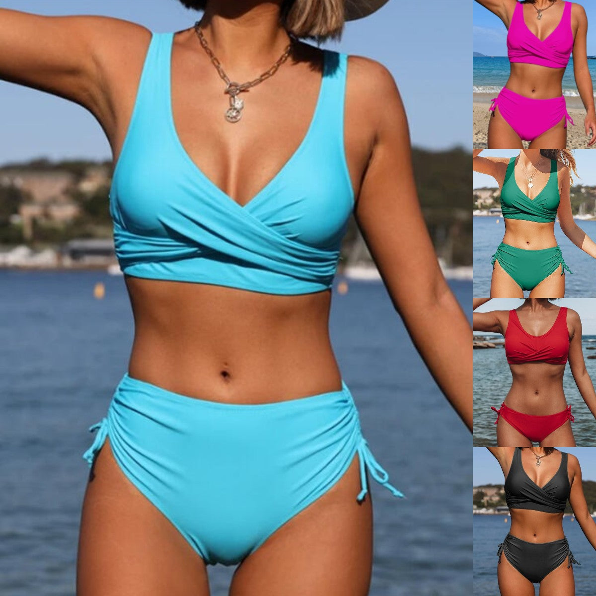 🏖️👙【Nowy produkt z rabatem】🌴【S-3XL】Nowy damski, prosty, jednolity kolor, szybkoschnący, wygodny, oddychający kostium kąpielowy bikini na lato 2025.