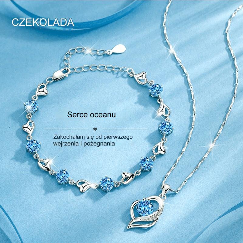 ❣️❣️Komplet bransoletki ze srebra próby 925 + naszyjnik Serce Oceanu3843685