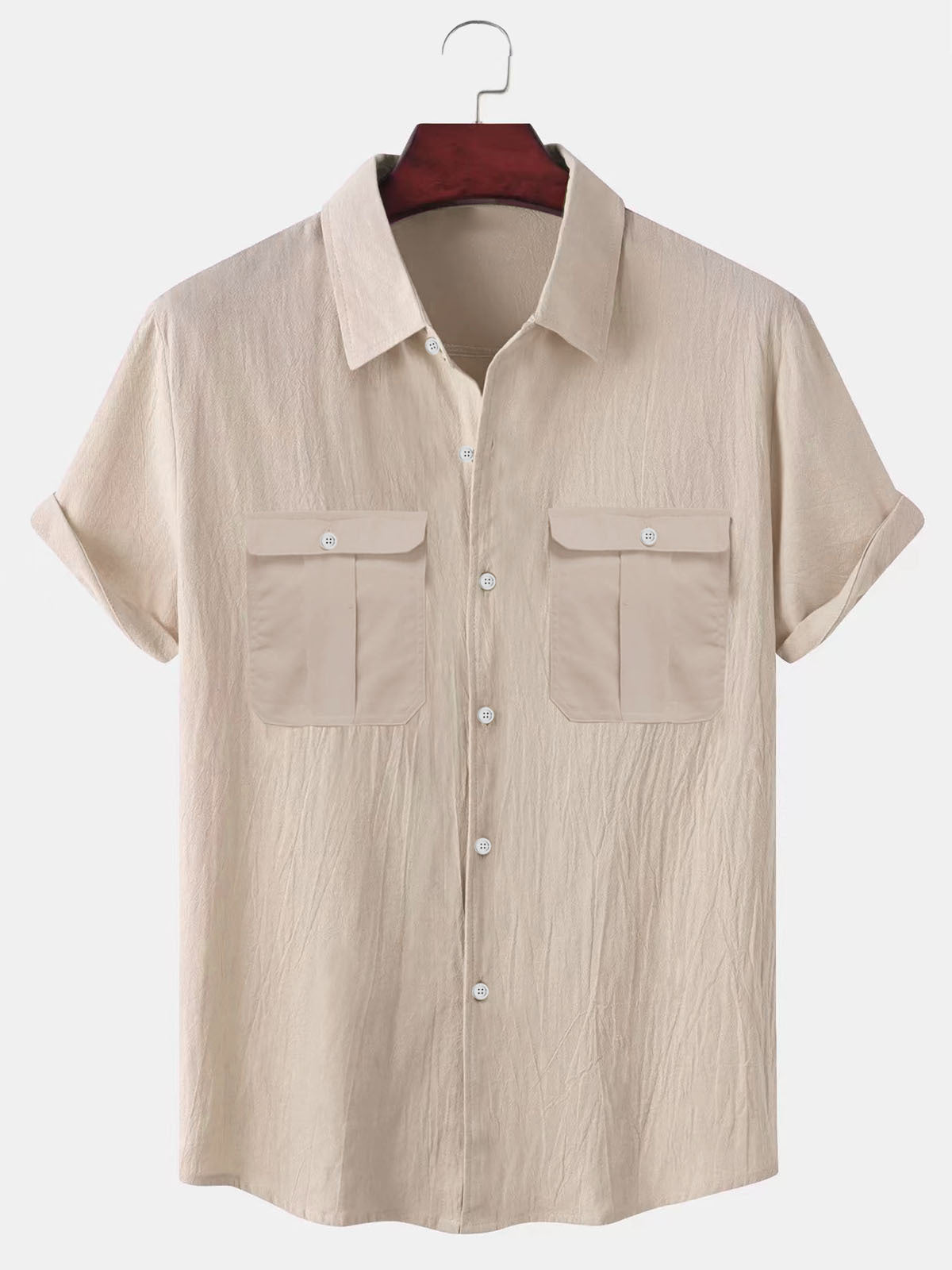 👕Wyprzedaż letnia [M-5XL] Europejska i amerykańska letnia moda jednokolorowa popularna męska prosta lniana koszula, lekki dojrzały styl casualowy