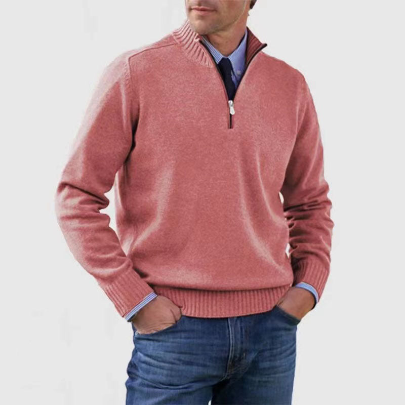 🥰Venta de invierno✨ Suéter de punto con cremallera para hombre de talla grande, diseño simple y combinable.Tendencias de la moda
