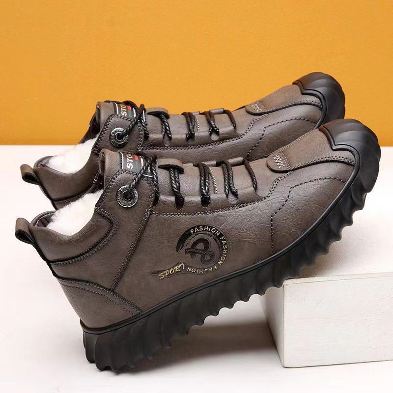 45% zniżki - Nowe ciepłe zimowe buty męskie z bawełny, grube, wysokie buty codzienne