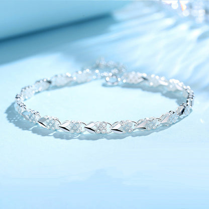 💖🍀Nowa bransoletka Love Fashion 925 Silver Four-Leaf Clover dla kobiet_3883407