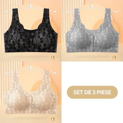😍【Set od 3 dijela】 ❤️【40-100 kg】👙Prekrasan ženski čipkasti grudnjak s kopčanjem sprijeda, bez žice