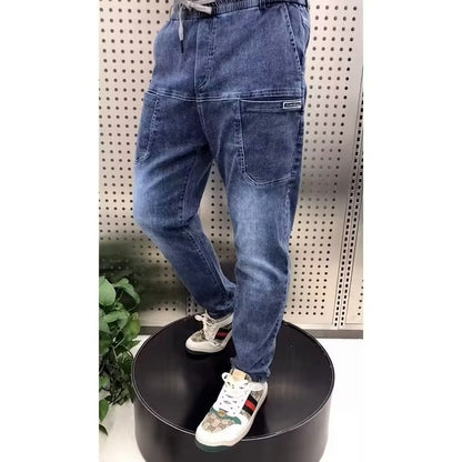 【S-5XL】Dżinsy męskie rozciągliwe z dodatkowymi kieszeniami w dużych rozmiarach