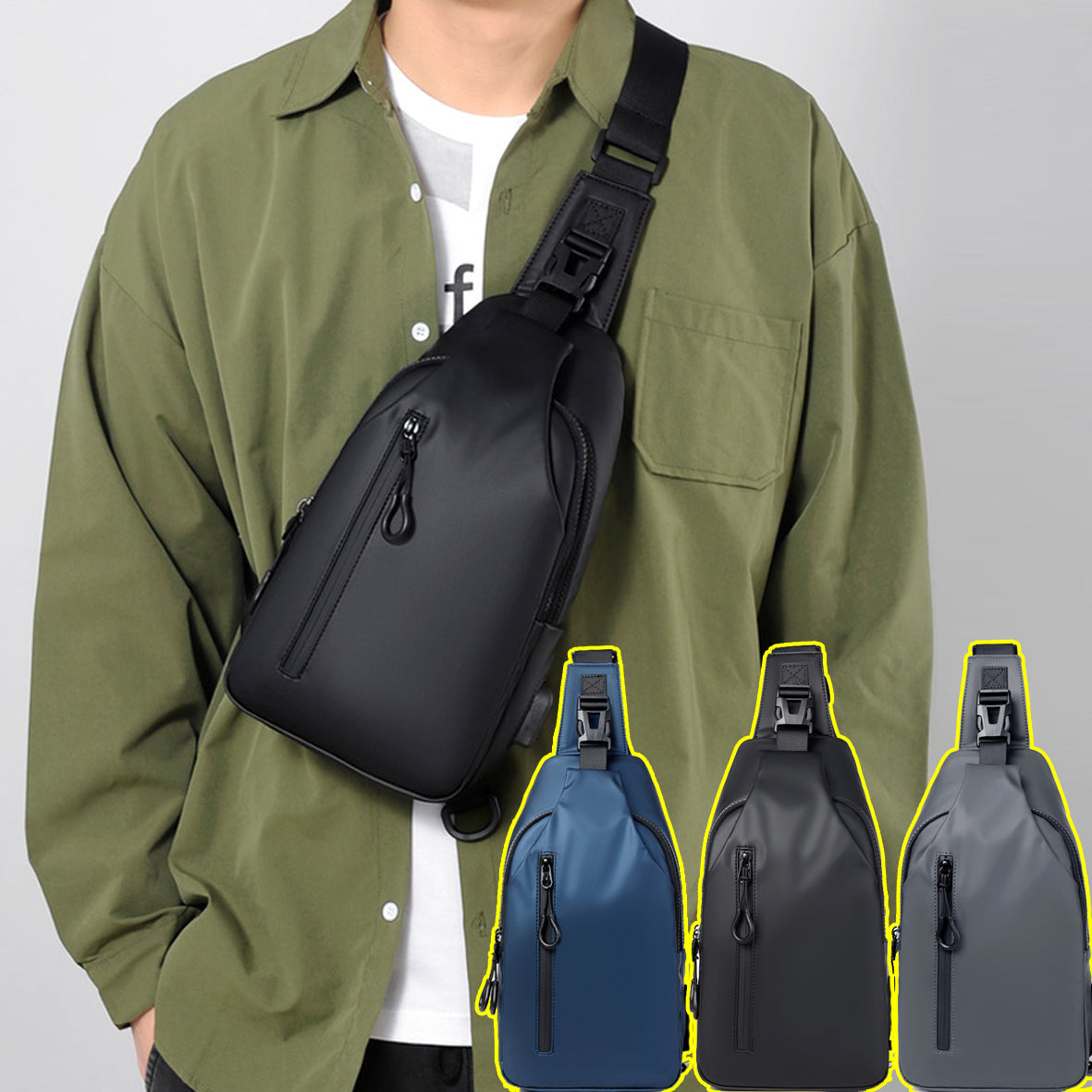 😎【Mała i lekka】👜Męska torba na klatkę piersiową o dużej pojemności, modna i uniwersalna