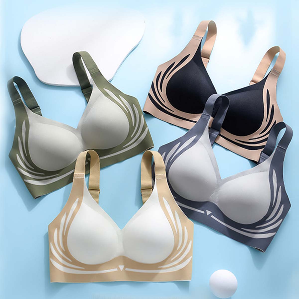 🔥✨【Пакет от 2】Дамски сутиен без банели от една част❤️【40-85 кг】