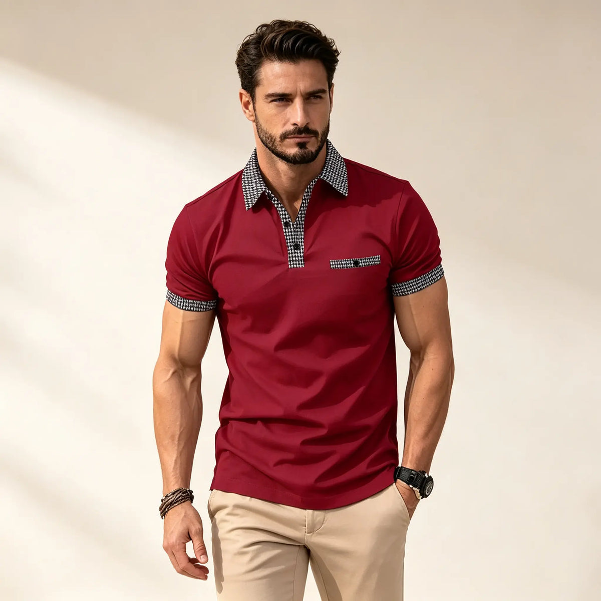 💥👔【S-3XL】Pánske polo tričko s farebnými blokmi a zapínaním na gombíky – pohodlné a priedušné