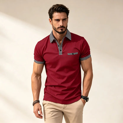 💥👔【S-3XL】Pánske polo tričko s farebnými blokmi a zapínaním na gombíky – pohodlné a priedušné