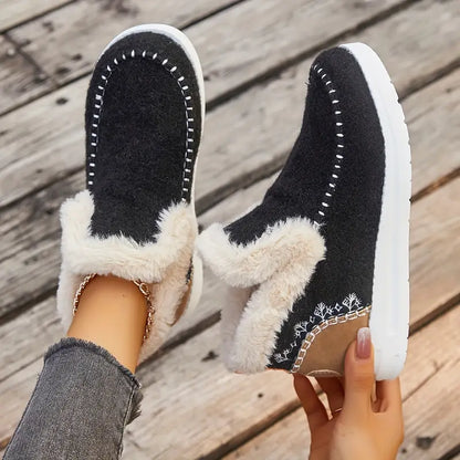 👞【36-43】2024 Jesienno-zimowe nowe damskie krótkie buty i śniegowce z podszewką pluszową-3769665