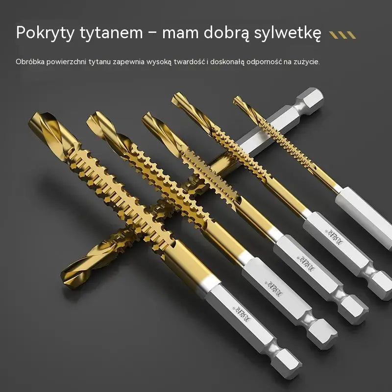 🛠️🔧 (6 sztuk) Wiertło spiralne 2 w 1 ze stali szybkotnącej pokrytej tytanem – trzpień sześciokątny, odpowiednie do wiercenia i rowkowania w drewnie i metalu🔩