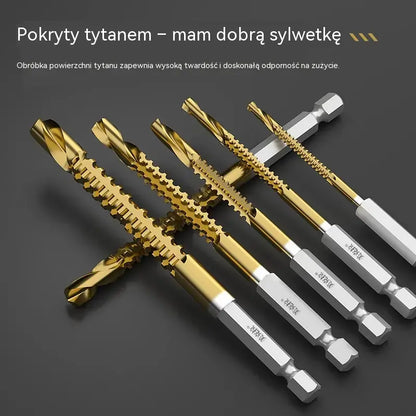🛠️🔧 (6 sztuk) Wiertło spiralne 2 w 1 ze stali szybkotnącej pokrytej tytanem – trzpień sześciokątny, odpowiednie do wiercenia i rowkowania w drewnie i metalu🔩