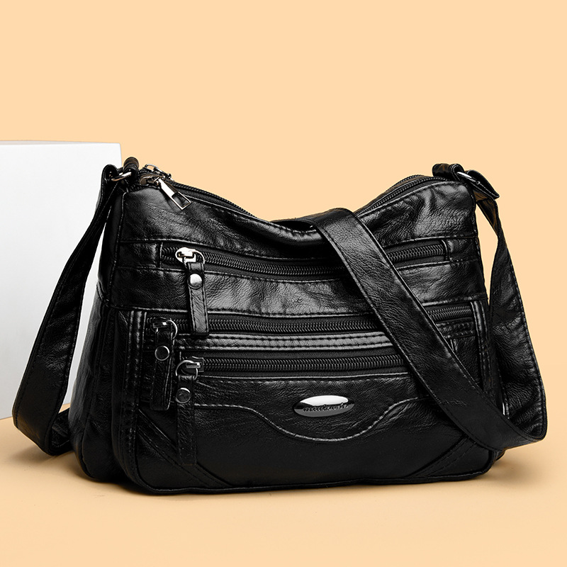 🔥【50% de descuento】💟 Bolso de hombro de piel auténtica de gran capacidad, versátil y elegante, con múltiples compartimentos.