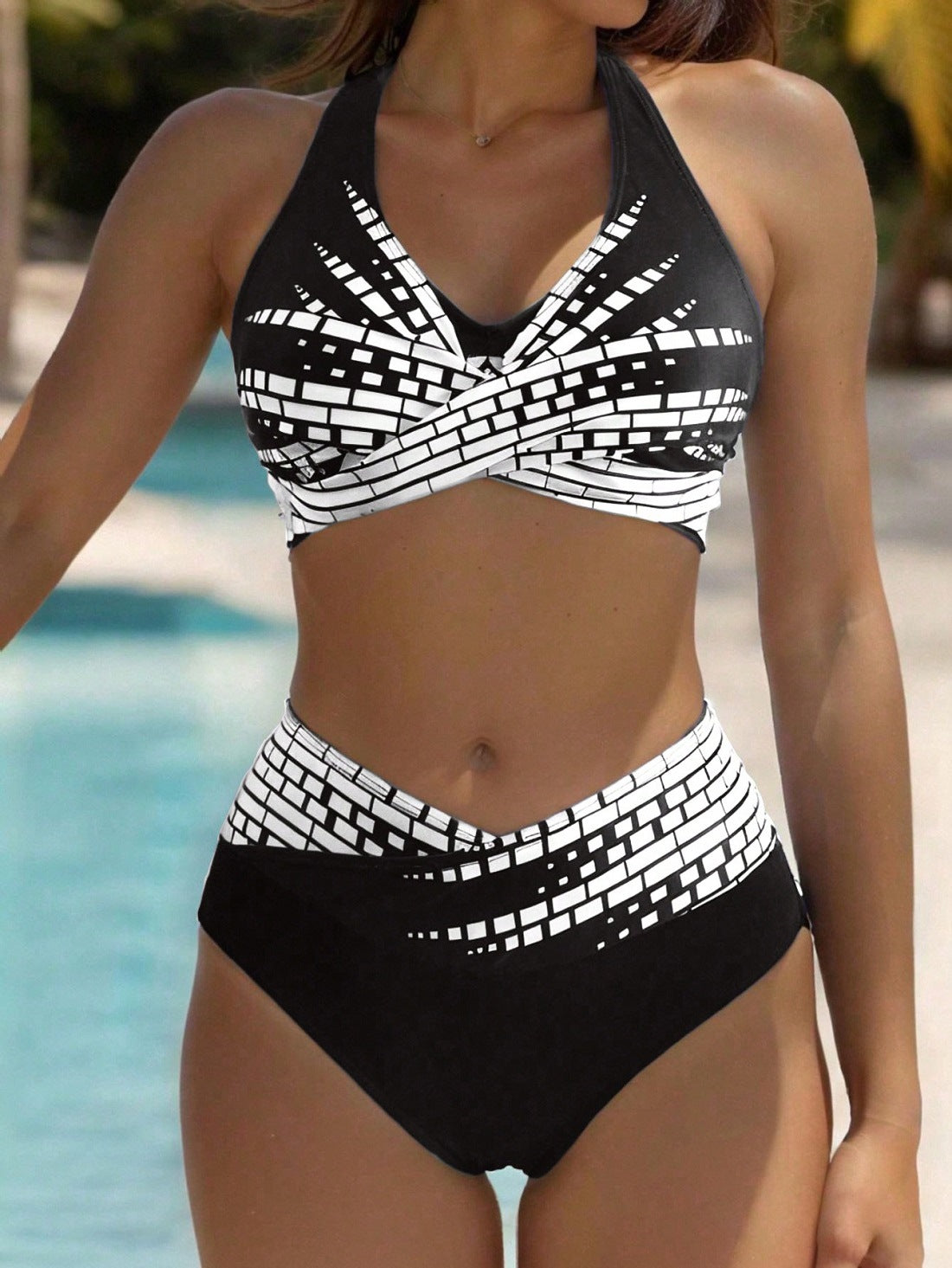 👙【50% popust 💥】【L–5XL】👉 Dvodelni bikini za ženske večjih velikosti ✅ Visok pas ✅ Visoka elastičnost