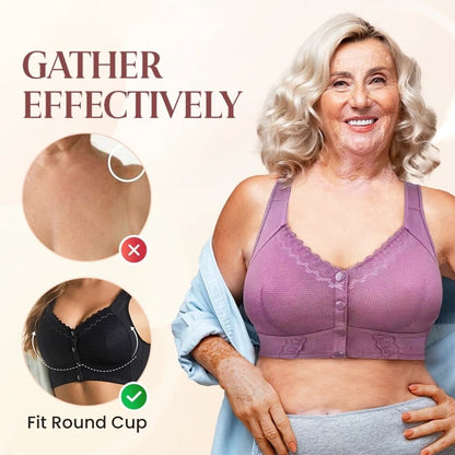 【3 piezas】💕🎁【45-155kg】Sujetador extragrande, transpirable y de algodón suave con botones delanteros ✅️Pago contra entrega