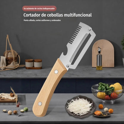 ✅【¡Compra 1 y llévate 1 gratis!】🧅🔪 Pelador de cocina multifuncional 3 en 1: ¡Pela, corta y abre tapones de botellas! 🔥