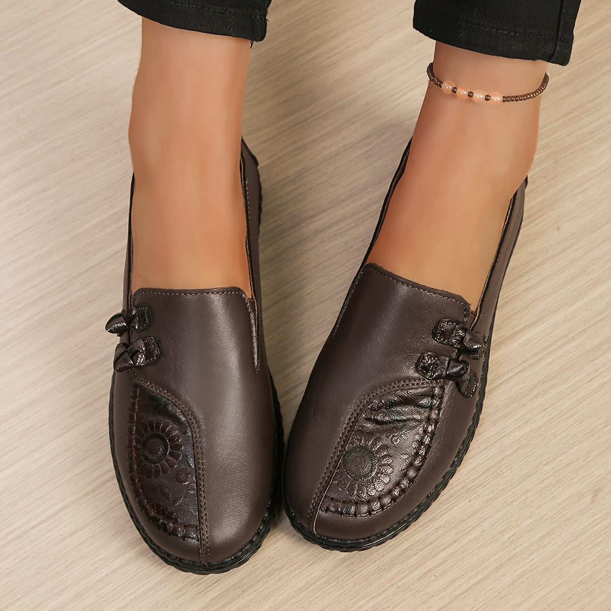 Damskie, skórzane buty antypoślizgowe, wodoodporne, z miękką podeszwą-4249267