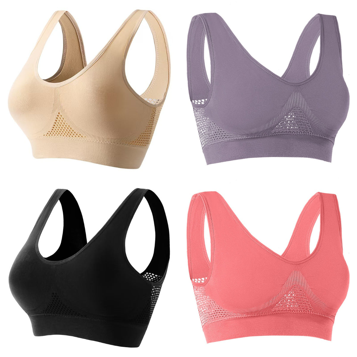 😘【4 sztuki】Oddychający i chłodny biustonosz w dużym rozmiarze ✨✨【40-120 kg】