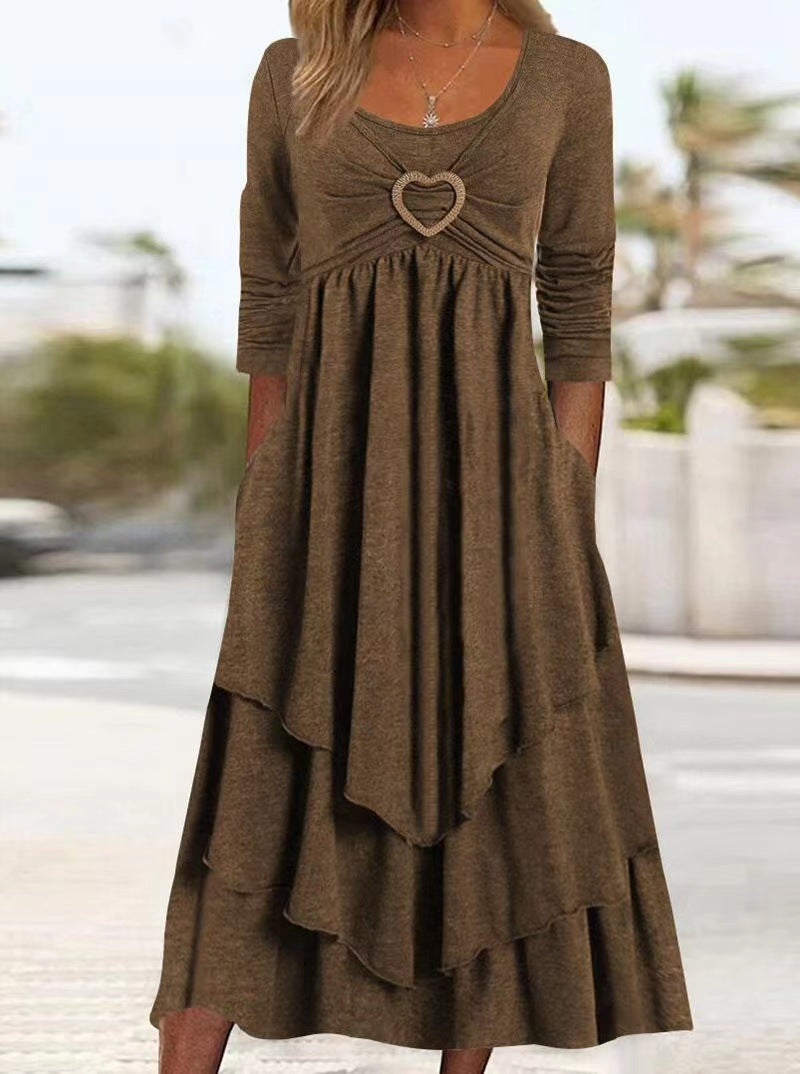 【S-4XL】2026 Nuevo vestido de lino de algodón simple de otoño para mujer, tela cómoda y transpirable