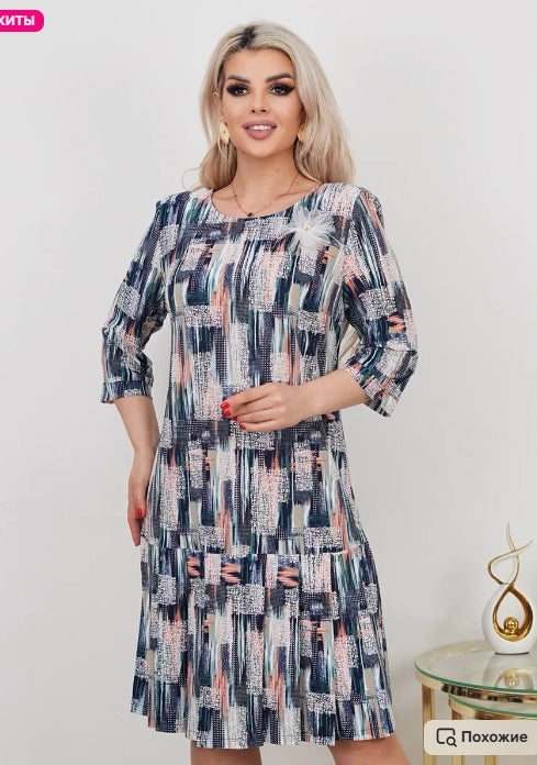 🔥🎀【S-5XL】✨Wiosenna nowa elegancka sukienka z rękawami trzy czwarte, drukowana, modna i elegancka, wysokiej jakości