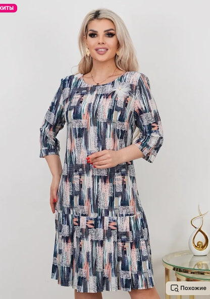 🔥🎀【S-5XL】✨Wiosenna nowa elegancka sukienka z rękawami trzy czwarte, drukowana, modna i elegancka, wysokiej jakości