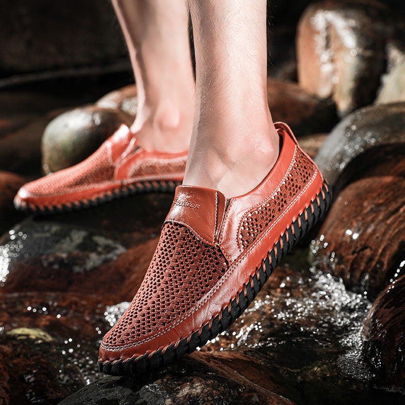 👞🔥【38-48】Nowe męskie buty ze skóry siatkowej na wiosnę i lato ⚡Duży rozmiar ⚡Skóra bydlęca ⚡Anti-pot i zapach ⚡Oddychające i wygodne