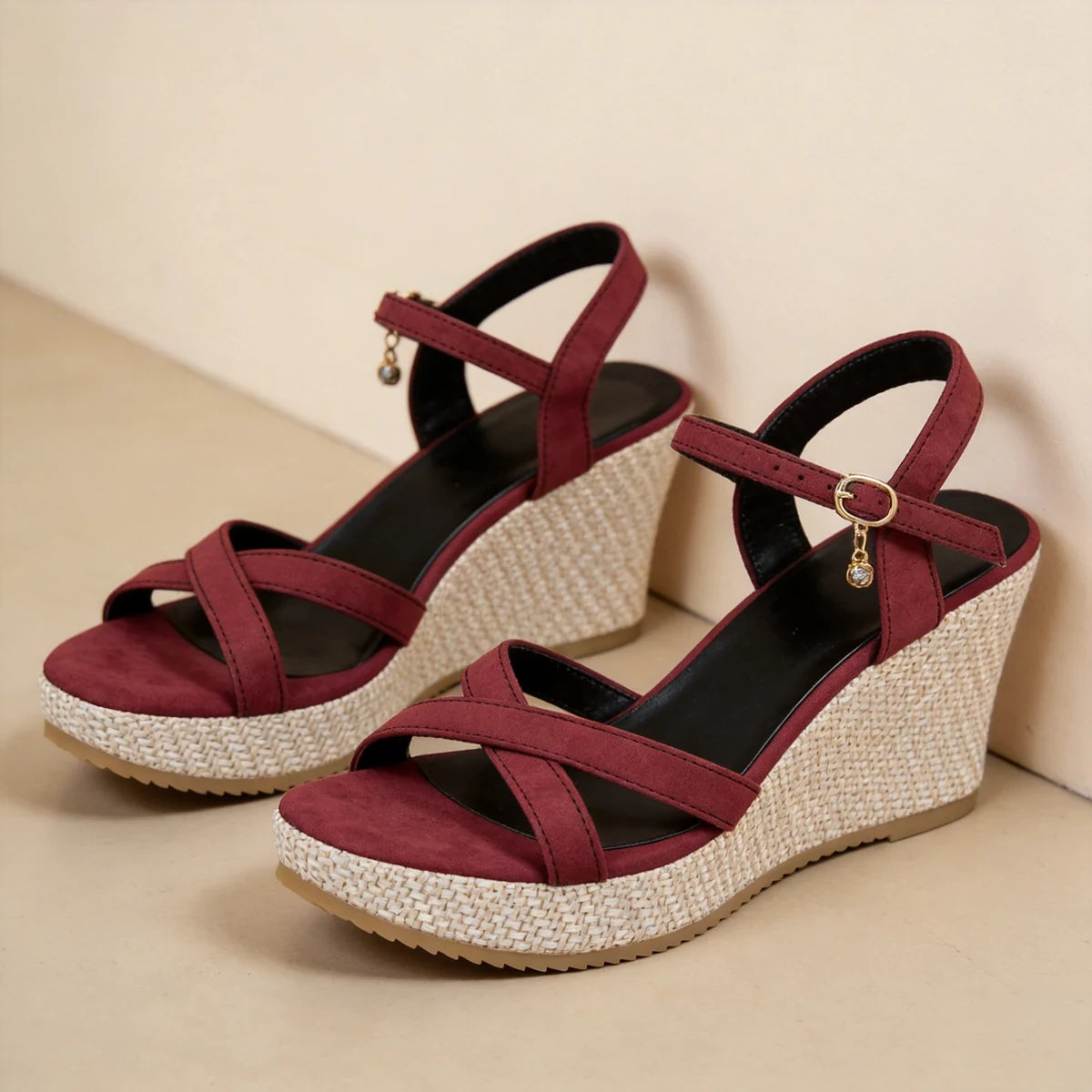 🔥【Oferta por tiempo limitado: 50% de descuento durante 3 días】Novedad 2026: Sandalias de cuña con tiras cruzadas de estilo retro