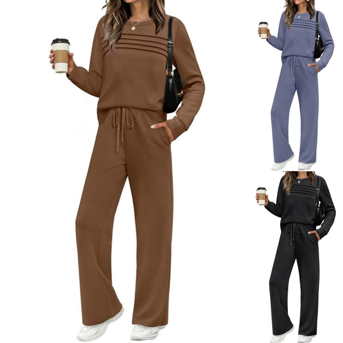 ✨🎉【50% zniżki🔥】【40-100 kg】Zestaw odzieży sportowej dla kobiet: bluza z kapturem + spodnie