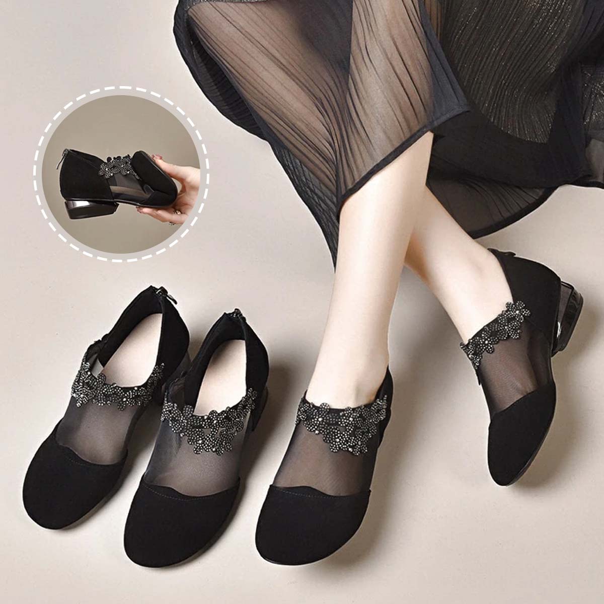 🔥【35-41】🏆✨Nové duté sieťované vysoké podpätky pre ženy s mäkkou podrážkou