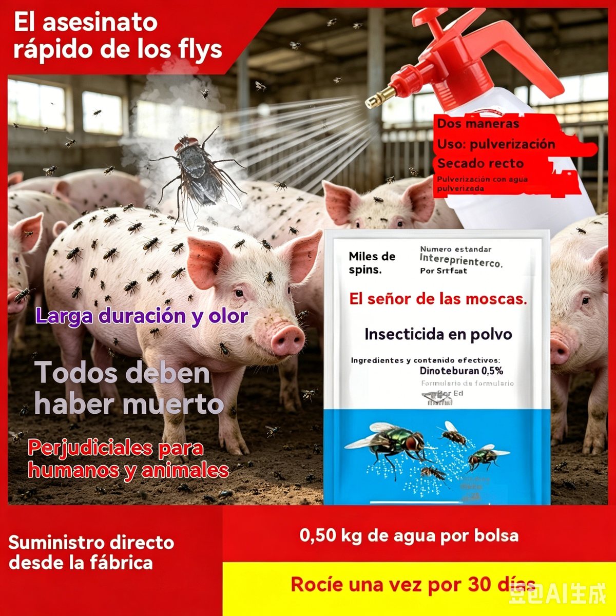 🦟Especialmente diseñado para matar mosquitos y moscas en granjas, ¡un paquete mata pulgas/langostas/cucarachas/moscas/mosquitos!