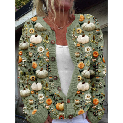 🔥🌷【50% zniżki✨】【S-5XL】Nowy zimowy damski sweter kardigan w stylu retro z eleganckim nadrukiem